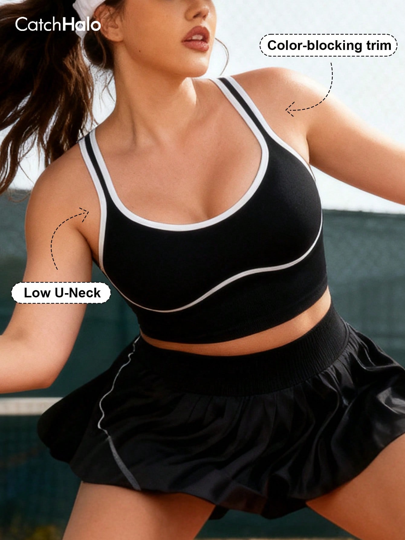 Sports Bra Racerback - 여성 플러스 사이즈 심리스 브라렛 배색