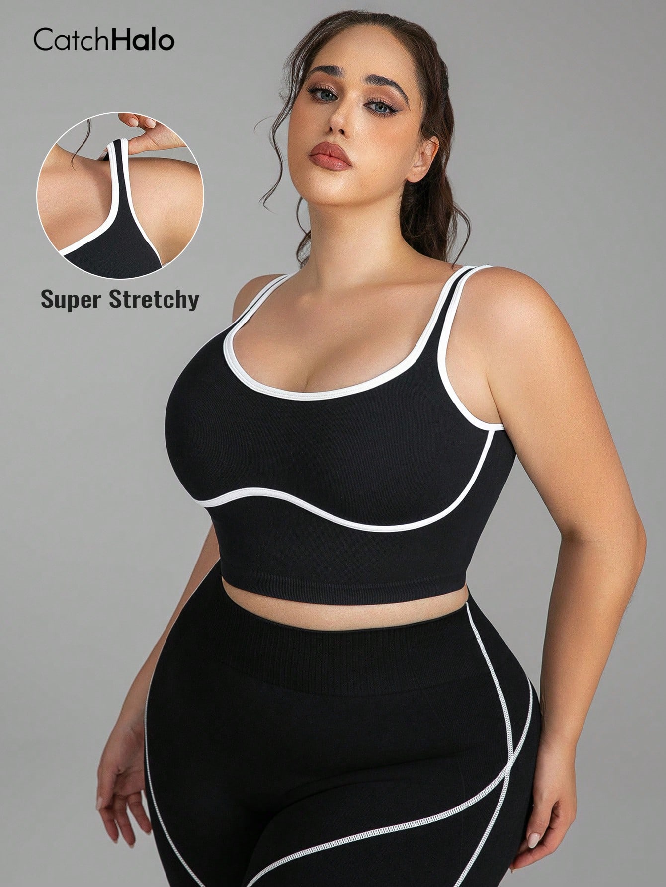 여성 플러스 사이즈 심리스 브라렛 배색 트리밍 골지 요 - Sports Bra Racerback 리뷰 및 가격